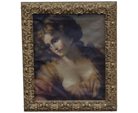 Oil on canvas, portrait of a lady, in embossed gilt frame, 57cm x 46cm overall 