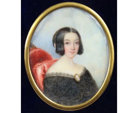 ENGLISH SCHOOL, early 19th century. A portrait miniature of a young lady (a member of the Huyshe family), head-&amp;-shoulder