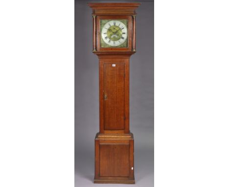 An 18th century longcase clock, the 12” square brass &amp; silvered dial signed “John Holmes”, with subsidiary seconds dial &