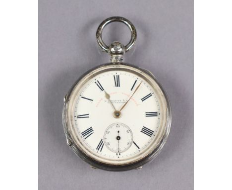 A Victorian silver open-face pocket watch, the white enamel dial inscribed in red: “Coast Guard’s TimeKeeper” &amp; signed “W