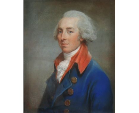 Style of WILLIAM HOARE of Bath (1707-1792). Portrait of Lieutenant Edmund Craggs Nugent, head &amp; shoulder length, wearing 