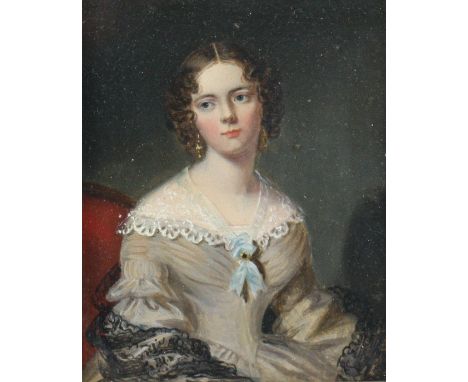 ENGLISH SCHOOL, early 19th century. A portrait miniature of Elizabeth Mary Otto Baijer (later Mrs Owen Pell), Oil on board, 4