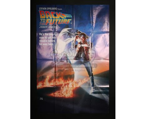 A large, unused British Bus Stop poster for the debut "Back To The Future" (1985) film featuring the classic Drew Struzan art