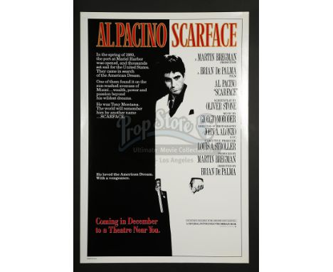 US 1-Sheet Advance poster for this iconic gangster re-make starring Al Pacino in one of his most famous roles as Tony Montana