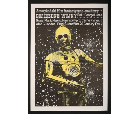 A linen-backed Polish 1-Sheet for the debut release of "Star Wars" (1978) in Poland, which provides a striking image of C-3PO
