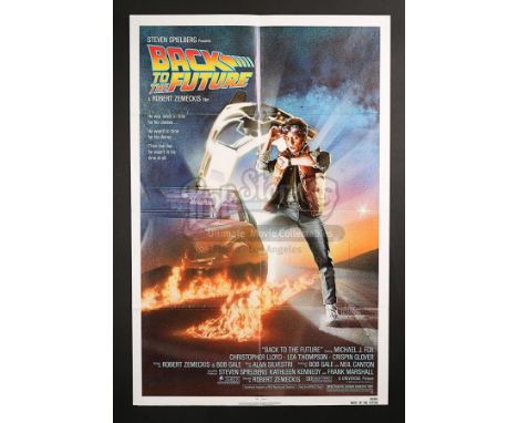 The first release "NSS" version of the US 1-Sheet poster for "Back To The Future" (1985), featuring the distinctive artwork o