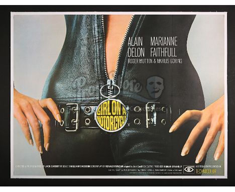 Linen-backed Quad for the Anglo-French production "Girl On A Motorcycle" (1968) starring Marianne Faithful and Alain Delon. A