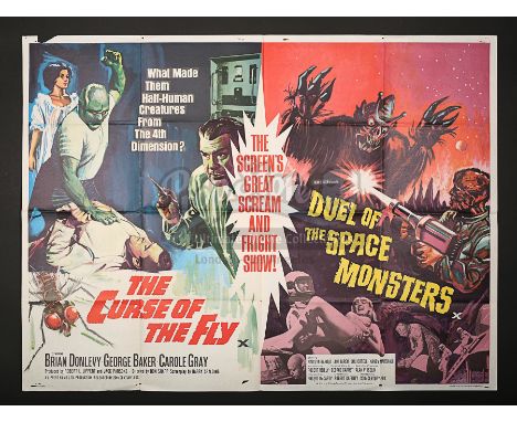 Fabulous first release 1960's horror/sci-fi double-bill Quad presenting the British "The Curse Of The Fly" with the American 