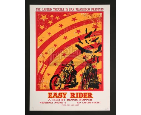 Silk-screen printed limited edition poster for a special 2010 one day viewing of the counter-culture epic "Easy Rider" (1969)
