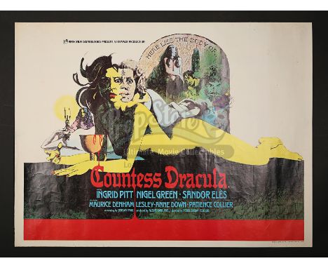 Unfolded printer's "proof" Quad for this 1971 Hammer classic starring Ingrid Pitt. The poster displays an intriguing Vic Fair