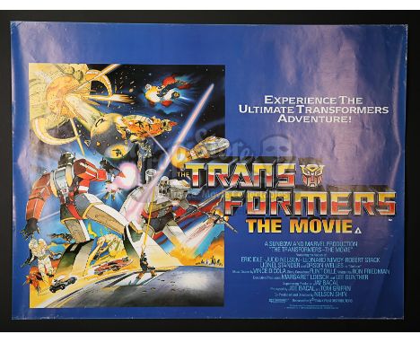 Two British posters from the inaugural "Transformers" (1986) film which featured narration by Orson Welles, Leonard Nimoy and
