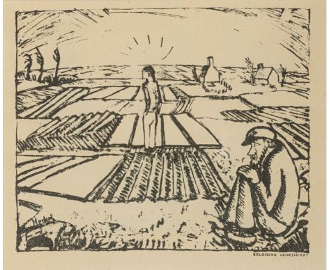 Heckel, Erich (Döbelin, Radolfzell a. Bodensee 1883-1970) "Belgische Landschaft"  Linolschnitt. Auf Titelseite der Zeitschrif
