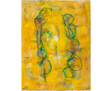 Koberling, Bernd (geb. 1938 in Berlin) Ohne Titel  Sign. u. dat. (19)96. Aquarell und Farbkreide auf Bütten. 65×50 cm. (Ungeö
