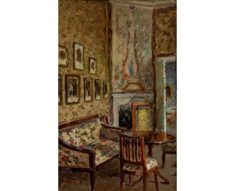 Kersten, Georg (1870-1933) Schloss Paretz. Wohnzimmer der Gästewohnung   Blick nach Südwesten. Sign. (schwer erkennbar). Öl a
