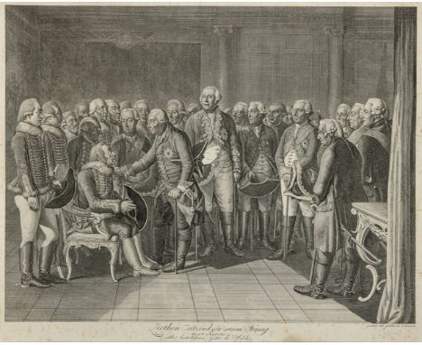 Chodowiecki, Daniel Nikolaus (Danzig, Berlin 1726-1801) "Ziethen sitzend vor seinem König, den 25 ten Januar 1785"  1786 Radi