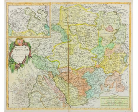 Westfalen, um 1778  Circle de Westphalie divisé en touts ses Etat et Souverainestés par le Sr. Robert. Kupferstich mit Grenz-