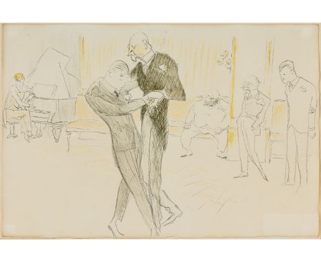 Vertès, Marcel (Ujpest/Ungarn, Paris 1895-1961) Herrenschwof im Tanzsalon  Farblithographie auf Velin. Bleistift sign. 38×56 