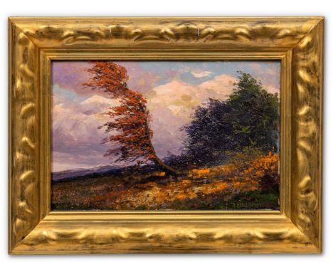 Hellgrewe, Rudolf (Hammerstein/Westpr., Berlin 1860-1926) Sturm über märkischer Herbstlandschaft  Sign. Ölstudie auf Malkarto