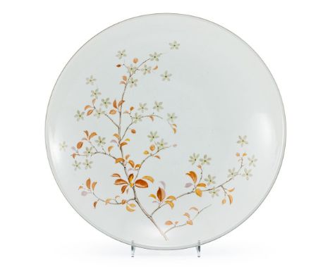 Möckel, Else (Dekorentwurf)Petri-Schale mit Schlehdornzweig  KPM Berlin, um 1937/40 Urbino-Obstschale, mit Braunrot, Grau und