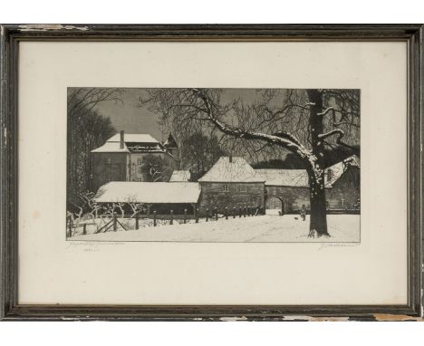 Holstein, Gustav (geb. 1876 in Wilna, um 1930 in Berlin tätig) Berlin -"Jagdschloss Grunewald" in der Nacht bei Schnee  Aquat