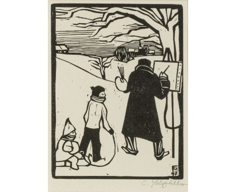 Felixmüller, Conrad (Dresden Berlin 1897-1978) Winterbilder im Februar. Dachdecker im März  "Im Februar male ich noch den Win