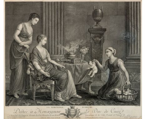 Beauvarlet, Jacques Fermin (Abbeville, Paris 1731-1797) "La marchande d'armour"   Radierung nach Gemälde von Joseph Marie Vie