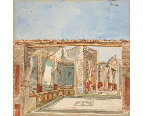 Kunstreisender in Italien (E. 19. Jh.) Pompeji  1888 Römische Bauruinen in Pompeji. Aquarell. Ortsbez. u. dat. 17.12.(18)88. 