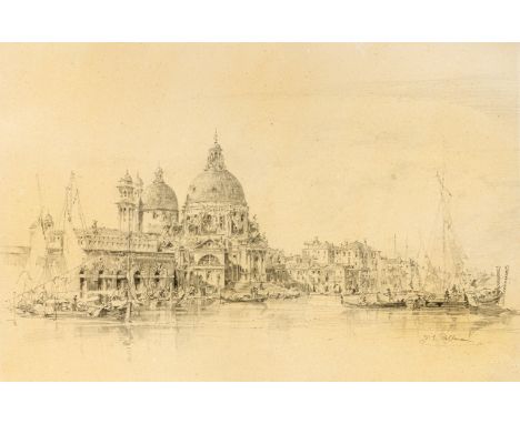 Pallmann, Peter Götz (Berlin 1908-1966) Venedig -Santa Maria de la Salute  Bleistiftzeichnung. Sign. Ca. 23×35 cm (Passeparto