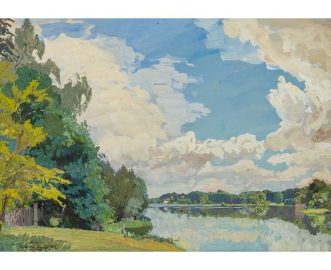 Kämmerer, Robert (Lippstadt 1870-1950)  "Am Machnower See"  Sign. u. dat. 1920 (schwer lesbar). Gouache auf Papier. 23,5×33 c