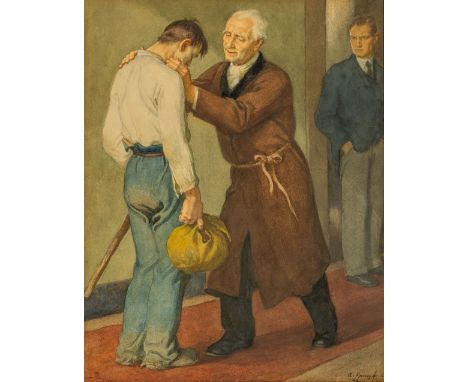 Kampf, Arthur (Aachen, Castrop-Rauxel 1864-1950) Rückkehr des verlorenen Sohnes  Sign. u. dat. (19)46. Gouache auf Papier. 53