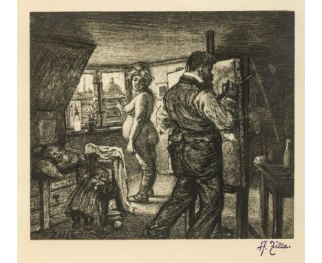 Zille, Heinrich (Radeburg b. Dresden, Berlin 1858-1929) Der Frühlingsmaler  1901/2. H. 20. Jh. Heliogravüre mit Roulett. Blau