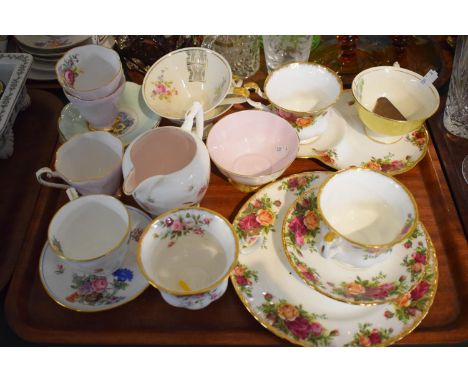 A Tray Containing Floral Pattern Cups and Saucers to Include Royal Albert Old Country Rose, Royal Standard, Mintons etc 
