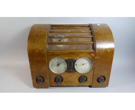 An Art Deco Goblin Electric Radio and Clock, In Need of Restoration, 44cm Wide 