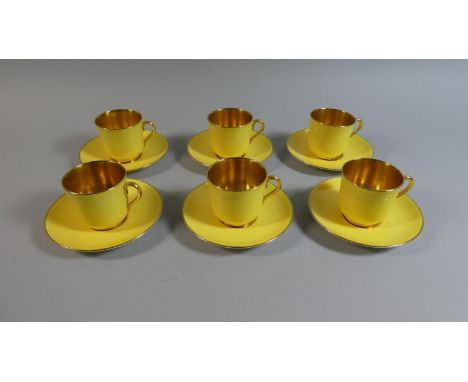 A Set of Six Coalport Coffee Cans and Saucers with Gilt Interior 