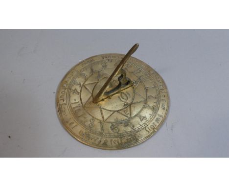 A Reproduction Brass Sundial, 18.5cm Diameter 
