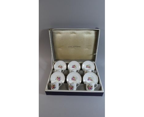 A Cased Royal Worcester Set of Six Coffee Cans and Saucers 