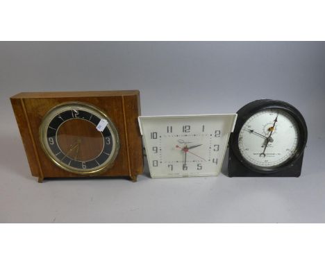 A Vintage Griffin and George Stop Clock Together with 1960's Electric Wall Hanging Clock and a Mid 20th Century Mantle Clock 