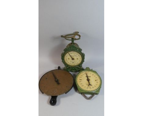 A Salters No.20 T Circular Spring Balance Together with Household Scale No.49 and Salter 200lb Scale 