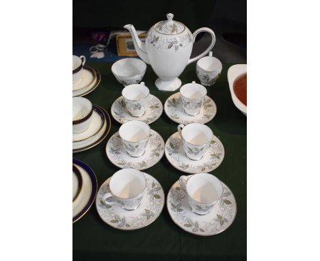 A Tuscan Rondelay Coffee Set Comprising Six Cans and Saucers, Coffee Pot, Sugar and Cream 