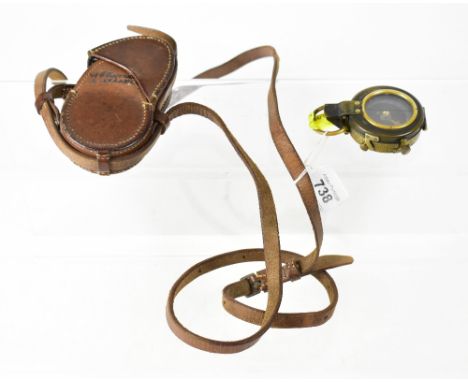 A Verner's Patent Mk VIII 1917 brass military compass no.92477, with military arrow mark and French &amp; Son London 1917 lea