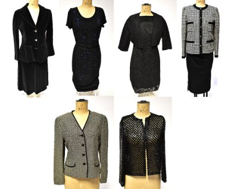 A group of circa 1960s ladies' vintage clothing to include a Mansfield 100% pure wool two-piece suit, a black pencil skirt wi