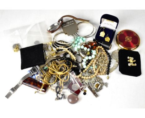 Various items of costume jewellery to include fashion watches, necklaces, silver gate bracelet, lighters, cigar cutter, coin 