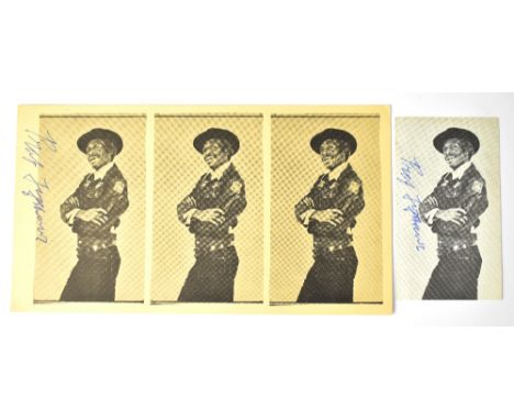 PROFESSOR LONGHAIR; a business card bearing the star's signature and a triple photograph also bearing the star's signature (2