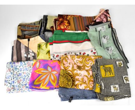 A large collection of vintage and early 20th century silk, cotton voile and crepe scarves, various makers, in various pattern