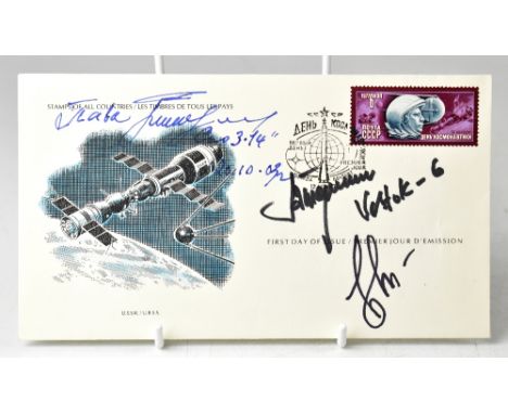 RUSSIAN COSMONAUTS; a first day cover bearing the signature of Valentina Tereshcova, on Vostok 6 the first space flight to ca