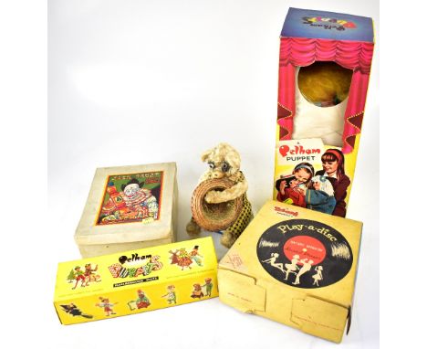 Various vintage toys to include Tri-ang 'Play-a-Disc Record Player', boxed, a Marx 'Alps' mechanical fur-covered bear fishing