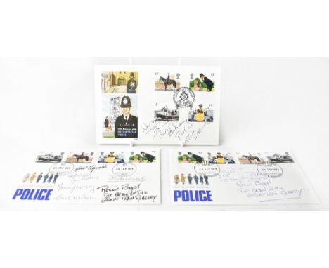 THE GREAT TRAIN ROBBERY; three first day covers with postmarks for 1979, bearing various signatures including Ronnie Biggs an