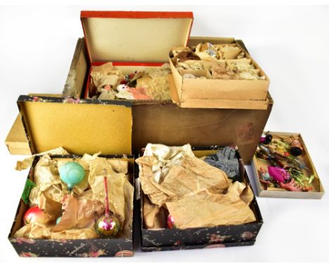 A good collection of vintage and antique Christmas decorations to include painted glass baubles, etc.