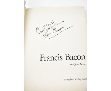 FRANCIS BACON; 'Von John Russell', a single volume published 1971, inscribed 'For Charlie with all best wishes Francis Bacon'