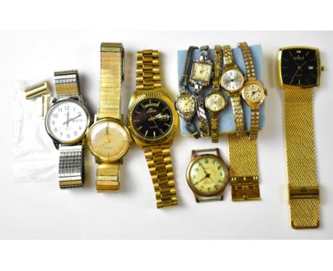 Various gentlemen's watches to include a Services seventeen jewel Incabloc on bracelet strap, an Ensign water protected shock
